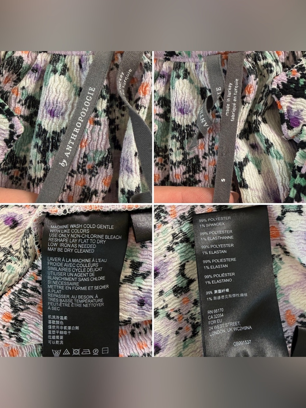 Anthropologie Floral Ruffle Neck Blouse Sleeveless Textured Boho Cottagecore S - Picture 7 of 10